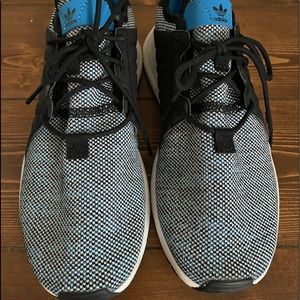 ADIDAS Boys Kids LHG 029003 Size 5.5 WHITE / BLACK / BLUE NICE Clean Lace-Up